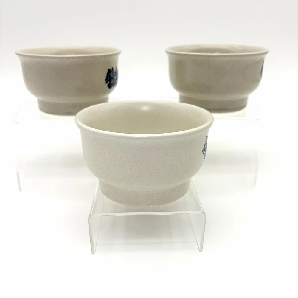 Pfaltzgraff Yorktowne Blue Floral Flat Coffee Cup/ Soup Bowl Vintage Set of 3
